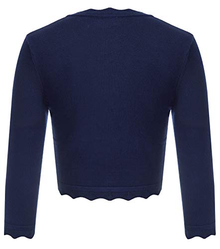 KANCY KOLE Women's Navy Shrug Open Front Vintage 3/4 Sleeve Bolero Sweaters Cardigan Bridal Dress (Navy,L)