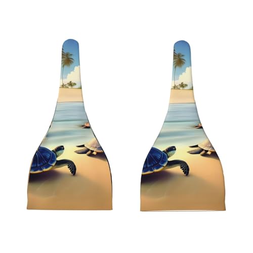 Newborn Baby Hat, Turtles on The Beach Print Soft Top Knot Beanie Cap, Cute Baby Headwear for 0-6 Months Black3