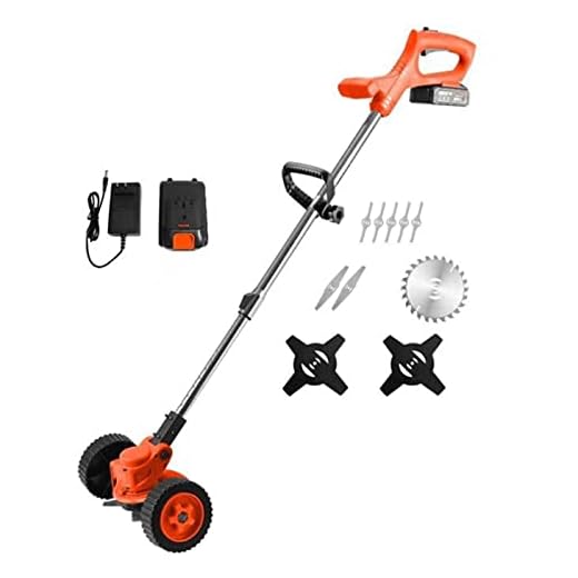 Desbrozadora bateria 3 en 1 con línea de Corte - Recortadora de Césped Eléctrica Desbrozadora y Cortacésped de Bordes con 2 Bateria 20V 2.0Ah Ajustable y MangoTelescópic