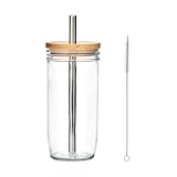 La Cafetière Bubble Tea Tumbler, 650ml Clear Glass Cup with Stainless Steel Straw, Reusable Boba Bubble Tea Drinking Cup, Ideal for Smoothies, Milkshakes, Iced Lattes and Cold Drinks