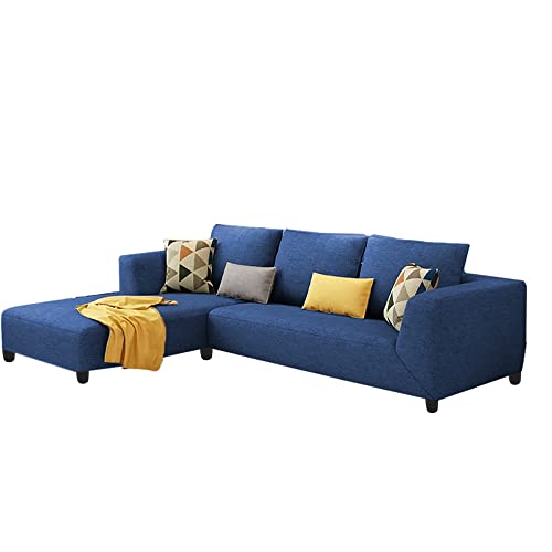 Image of Casaliving Minta LHS 4 Seater L Shape Sofa Set for Living Room (Blue Premium Colour Fabric) Sofa Set