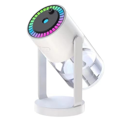 Portable Humidifier with LED Star Projector, 7-Color Night Light, Rotating Design, White