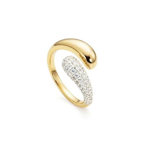 FRUMOS Gold Open Rings For Women,14k Gold Stacking Rings, Non Tarnish Statement Band Rings,Valentines Mother Christmas