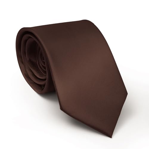 Image of Men's Classic Satin 3.15 inch Soild Color Necktie Wedding Business Tie & Gift Box