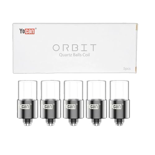 Yocan Orbit Wax Pen, 1700mAh Battery, USB-C Charging, Variable Voltage, Coil-less Quartz Cups, Spinning Quartz Balls, Stainless Steel Body (No Nicotine) (Orbit Coils (5pc))