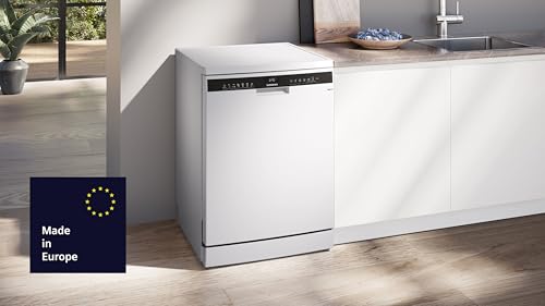 Siemens SN23HW02ME iQ300, Freistehender Geschirrspüler 60 cm, Besteckschublade, Programm-Assistent, Oberkorb höhenverstellbar, Bestätigte Hygieneleistung, Maschinenpflege-Programm, aquaStop, Weiß