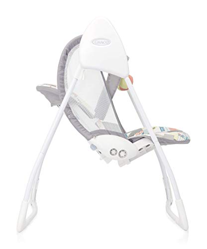 Graco Baby Delight Swing, 2-speed draagbare batterij aangedreven stoel met compacte vouw, patchwork - Afbeelding 7