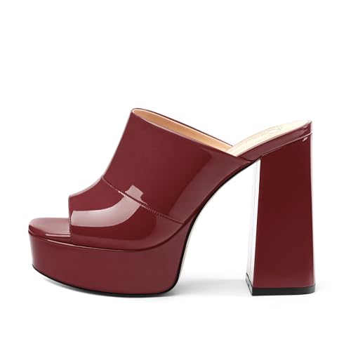 Image of Women Square Open Toe Platform Chunky Heel Slide Sandals