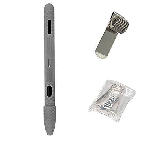 Silicone Pen Case for Tab S4 S Pen,Biuboom Touch Screen Tablet Stylus Case Work with Galaxy Tab A 10.5 (sm-t590 T595) Galaxy Tab S4 10.5 (sm-t830 T835 T837) Nibs+Pen Holder Clip Accessories-Gray