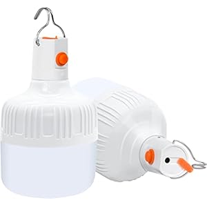 Ceboic Camping Lantern, 2 Pack 800 Lumen LED Camping Light USB Rechargeable Portable Tent Light Bulb, 2 Modes Waterproof Battery Powered Outdoor Lamp with Hook for Emergency Fishing Hiking Garden