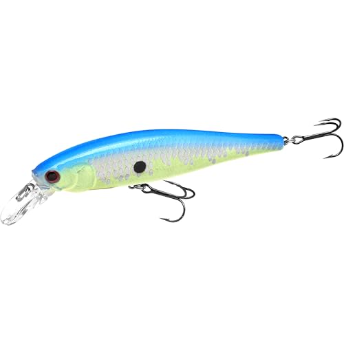 LUCKY CRAFT Pointer 100, 155 Crack Blue, Jerkbait, Tournament-Winning Freshwater Bass Fishing Lure, Suspending Hard Bait with Side-to-Side Action, Built-in Rattle, and Weight Transfer System