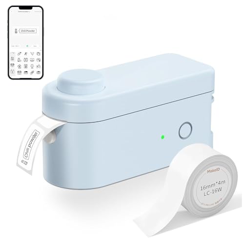 Makeid L1-C Etiquetadora, Impresora Térmica Mini Portátil, Impresora Etiqueta Adhesiva Compatible con iOS y Android, Ideal para el Hogar, la Oficina, la Escuela, la Organización, Azul