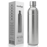 Nordiqo Stainless Steel Carbonating Bottle 1L | Compatible with Aarke Carbonator 3, SodaStream Duo & Plastic Bottles | Not for Crystal & Jet | No Expiry | Plastic-Free