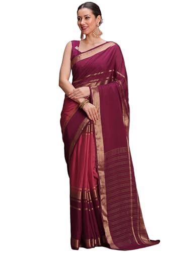 Image of AKHILAM Women's Mysore Silk Ombre Woven Design Saree With Unstitched Blouse Piece (KUSUM4101 NSM Parent)