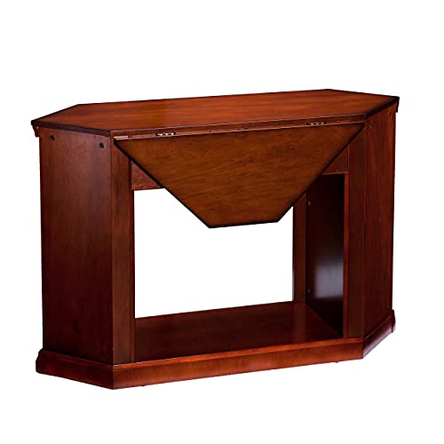 Sei Furniture Claremont Convertible Corner Media Stand With Storage Electric Fireplace, Brown Mahogany #TOP6