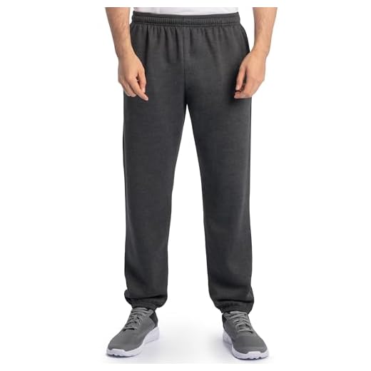 Fruit of the Loom mens Eversoft Fleece & Joggers (Regular Big Man) Sweatpants, Elastic Bottom - Black Heather, Medium US