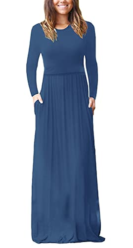 Image of Smallshow Women's Long Sleeve Maxi Nursing Dress Maternity Breastfeeding Clothes