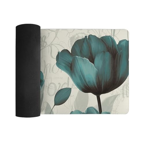 Desk Pad Protector 24x12 Inch Extended Flower Keyboard Mouse Mat miniatura 3