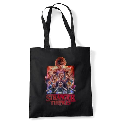 Sac Stranger Things Cadeau Idéal Poster du Groupe Cabas Réutilisable Noir