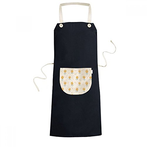 Tablier noir imprimé fleur jaune avec poche ventrale 70cm DIYthinker - 2