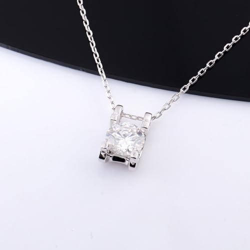 Collier en Or Blanc anti-ternissement avec Moissanite 1ct pour peau sensible