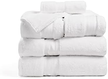 900 GSM 100% Egyptian Cotton 6-Piece Towel Set - Premium Hotel Quality Towel Sets - Heavy Weight & Absorbent - 2 Bath Towels 30" x 55", 2 Hand Towels 20" x 30", 2 Washcloths 13" x 13" White