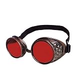 Amison Spezial- Jahrgang Stil Steampunk Brille Schweißen Punk Brille Cosplay (Rot)