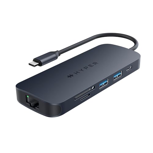 HyperDrive Next 8 Port USB C Hub for Mac, PC, and Chromebook with 4K60Hz HDMI, 2 USB-A, 10Gbps 140W Power Delivery, SD & microSD Card Reader, Ethernet Ports