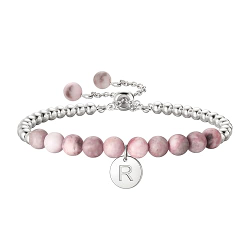Ritach Initial Bracelets for Girls, Silver Beaded Bracelets for Women Gifts