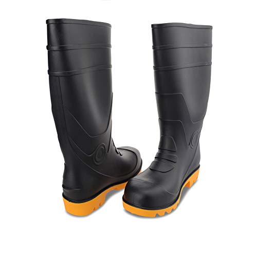 FAST Official 14\" Men Black Steel Toe/Midsole/Shank Safety Work Boots Fishing Flood Snow Shoe US 6 (M)