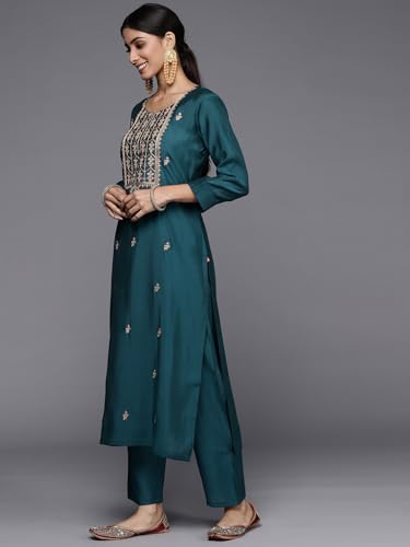 Kurta de qualité Varanga bleu sarcelle taille S coupe fluide premium