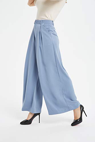Tronjori Women High Waist Casual Wide Leg Long Palazzo Pants Trousers Regular Size