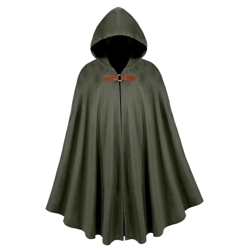 Cape à capuche médiévale verte de 100 cm | Costume de Renaissance unisexe pour adulte