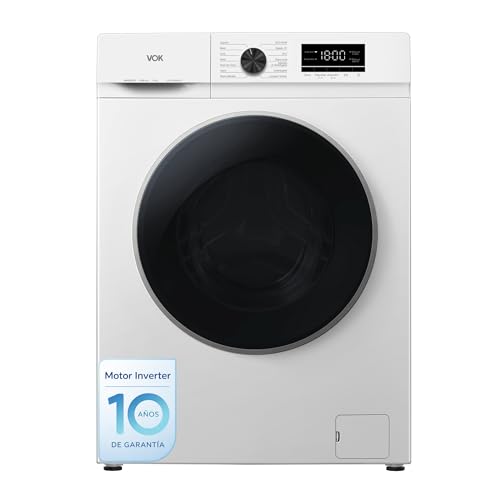 Lavadora 10kg VOK Clase A con Instalación Incluida EVW-10BAWL2412 – Motor Inverter Silencioso, 1200 RPM, 14 Programas con Vapor, Bajo Consumo 51 kWh/100 ciclos Lavadora 10kg VOK Clase A con Instalación Incluida EVW-10BAWL2412 – Motor Inverter Silencioso, 1200 RPM, 14 Programas con Vapor, Bajo Consumo 51 kWh/100 ciclos