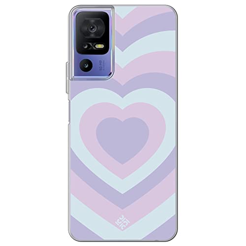 Movilshop Funda para [ TCL 40 SE ] Dibujo Tendencias [ Corazones Superpuestos Tonos Pastel ] de Silicona Flexible Transparente Carcasa Case Cover Gel para Smartphone.