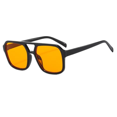 IKUVNA Retro 70s Square Aviator Sunglasses Women Men Vintage Rectangle Sunglasses Flat Frame Trendy Shades (Orange)