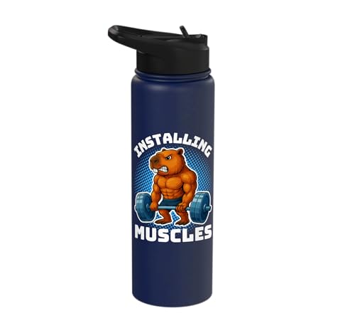Installing Muscles Capybara Weightlifting Gym for Boys Men Stainless Steel Insulated Water Bottle