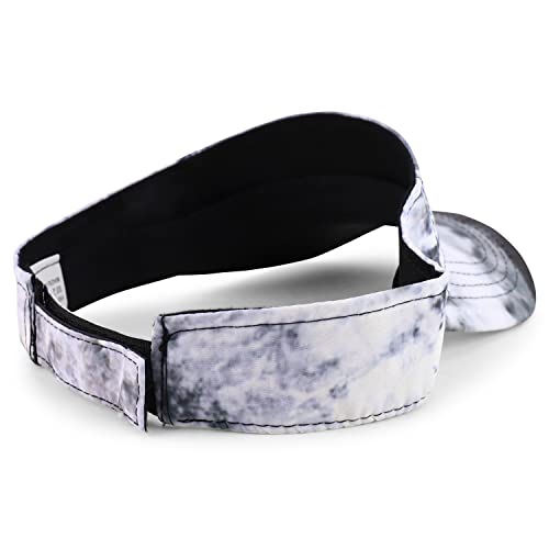 Trendy Apparel Shop Plain Acrylic Tie Dye Fabric Printed Colorful Pattern Flat Summer Visor Hat - Grey #TOP2
