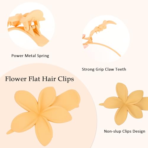 Pinzas para el cabello con flores grandes planas miniatura 2