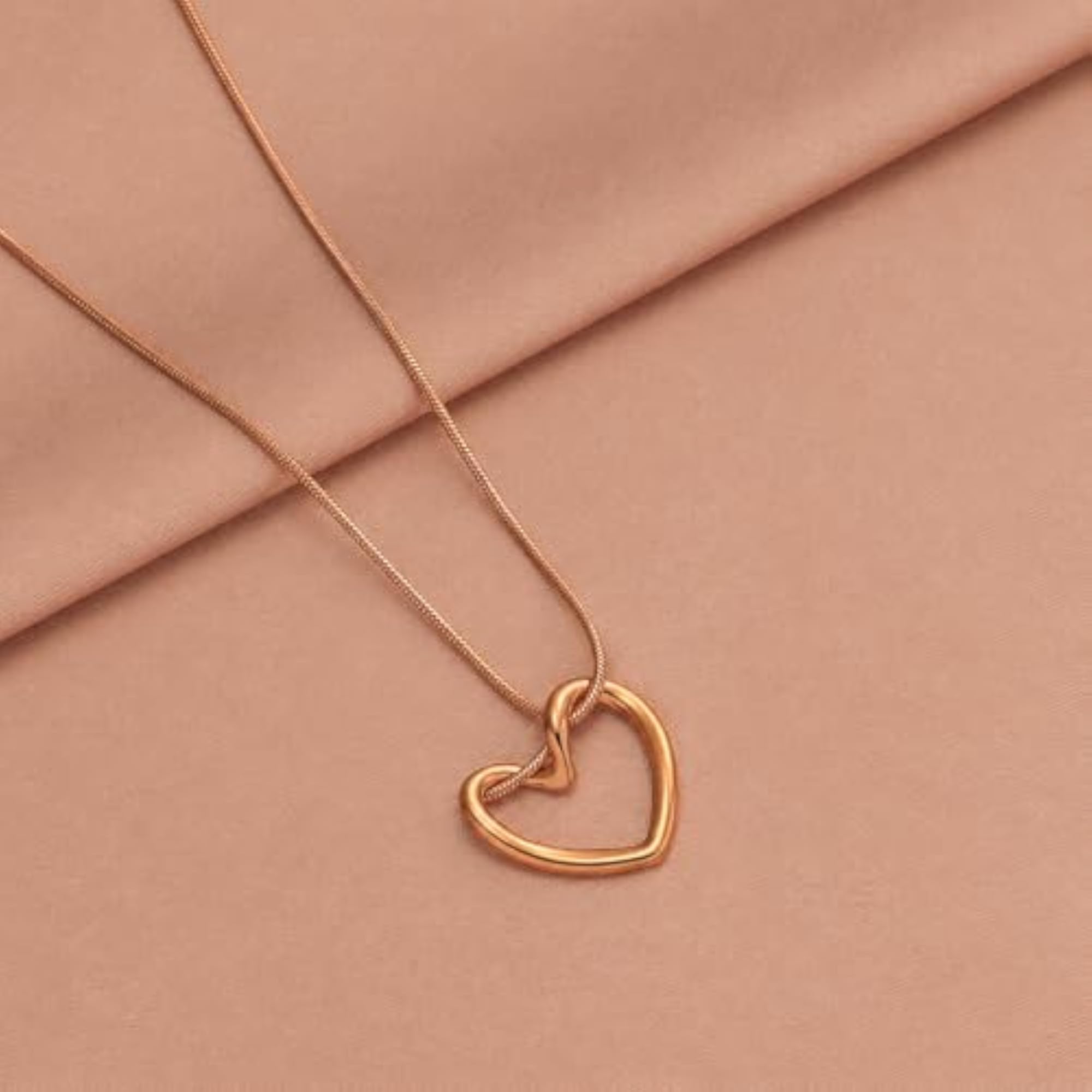 Women's Rose Gold-Tone Twisted Open Heart Pendant Necklace