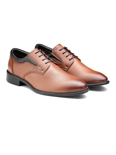 Image of Lee Cooper LC1473E2R Men's Leather Derby Formal Shoes | Lightweight, Comfortable & Stylish Lace-Ups for Office, Business
