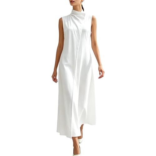 Robe midi élégante à col montant et boutons pour femme