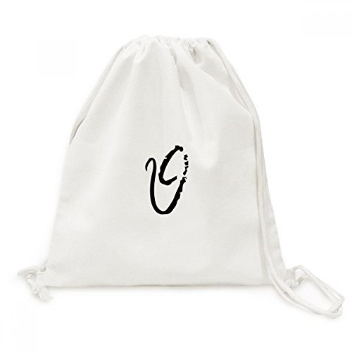 Sac à cordons de voyage en toile noire et sac à dos léger imprimé alphabet grec