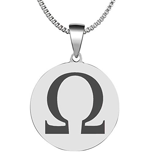Laser Engraved Greek Alphabet Omega Symbol Letter Stainless Steel Pendant Necklace Well Polished