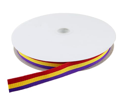 Cinta Bandera de España Tela para Pulseras y Manualidades Tela Ribbon (República española, 50 metros / 1.5 cm)
