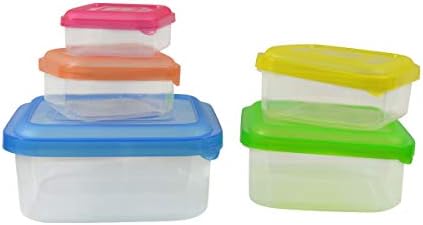 Nicole Home Collection Rectangular Food Containers With Colorful Lids - Assorted Sizes, 5 Pcs image 4