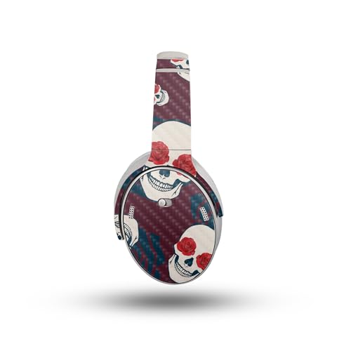 Image of Carbon Fiber Headphone Skin Compatible with Bose QuietComfort Headphones (2023) - Skulls N Roses - Premium 3M Vinyl Protective Wrap Decal Cover - Easy to Apply | Crafted in The USA by MightySkins