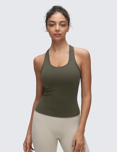 Image of CRZ YOGA Butterluxe Racerback Tank Waist Length | Yoga, Extremely Soft, Tight Fit, Scoop Neck, Sleeveless Tops for Women