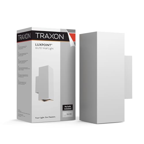 TRAXON LUXPOINT Aplique de Pared Rectangular - Wall Light para Bombilla GU10 (No Incluida) Luz Bidireccional Arriba y Abajo IP20 Interior 220V Diseño Moderno (Blanco, Rectangular Doble)