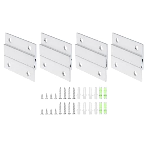 Image of uxcell 4 Pair French Cleat Picture Hanger, 2 Inch Heavy Duty Aluminum Z Bar Clip Interlocking Wall Mounting Bracket Hanger Kit for Hanging Mirror Picture Shelf